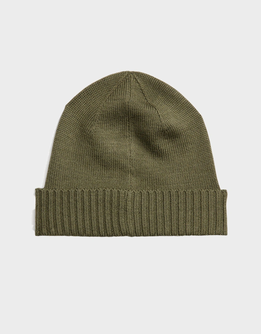 Logo Embroidered Wool Beanie Khaki Green
