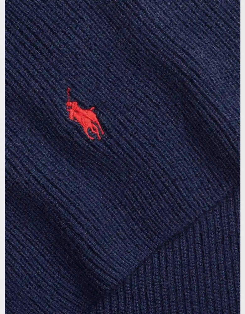 Signature Pony Wool Scarf Navy Blue