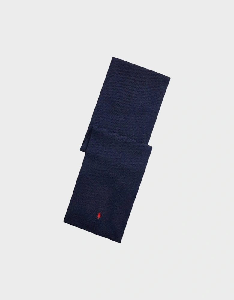 Signature Pony Wool Scarf Navy Blue