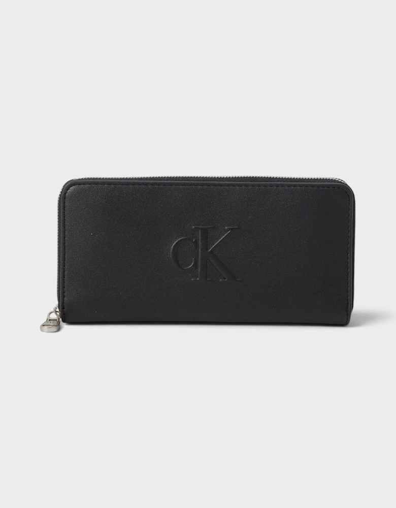 Sculpted Zip Around Wallet Black