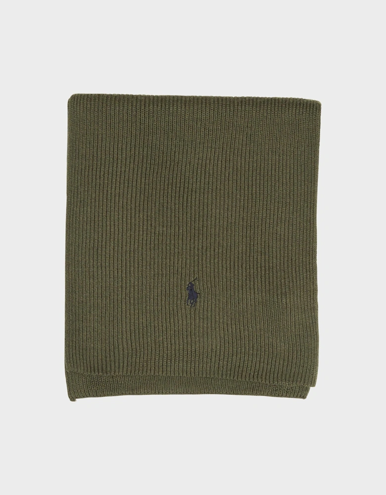 Signature Pony Wool Scarf Army Olive Heather