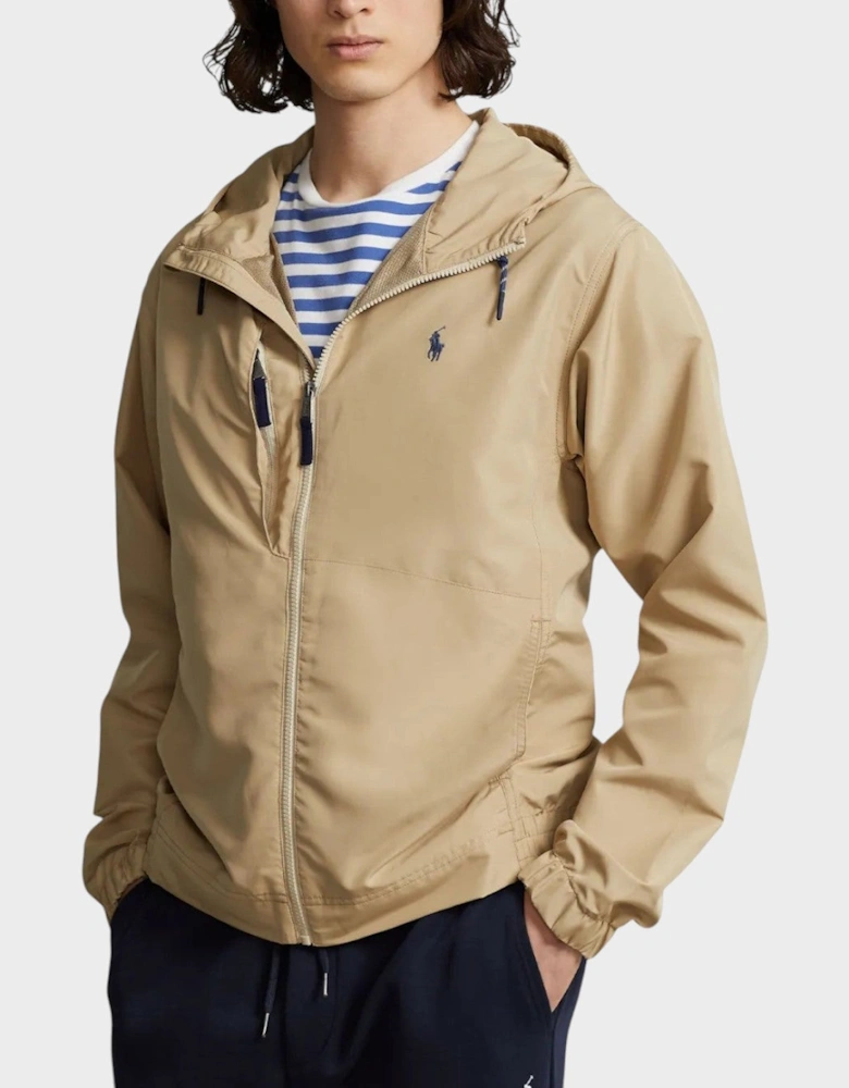 Hooded Embroidered Jacket Khaki