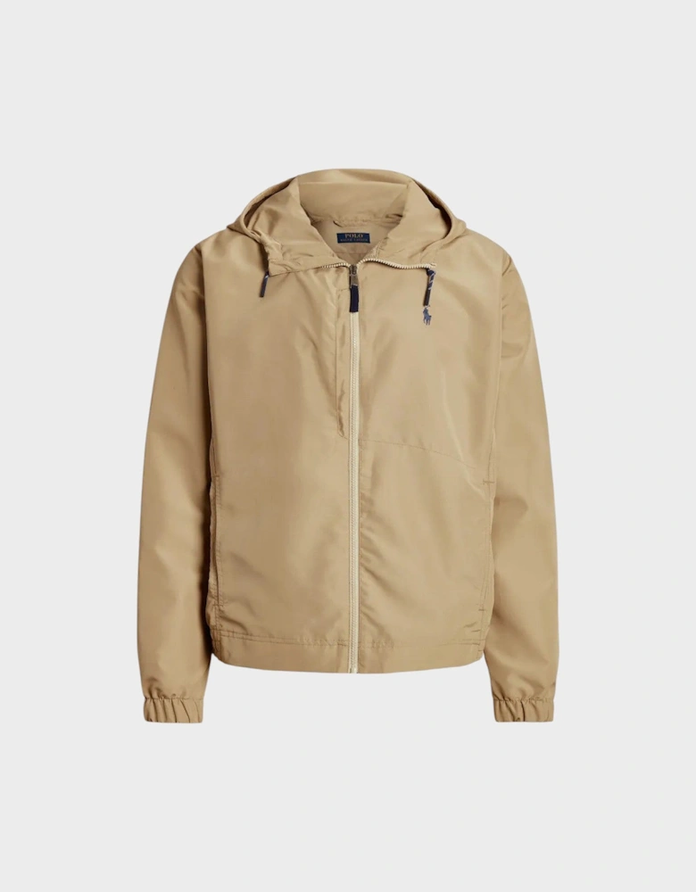 Hooded Embroidered Jacket Khaki