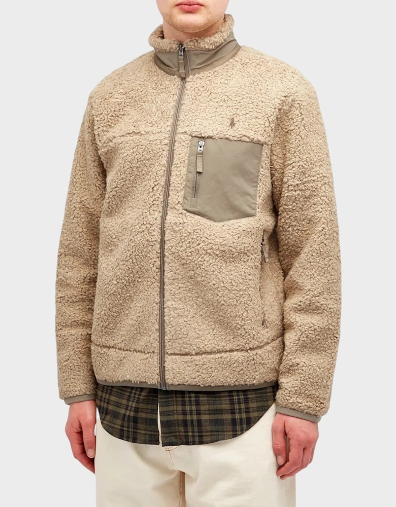 Fleece Zip Jacket Beige Heather