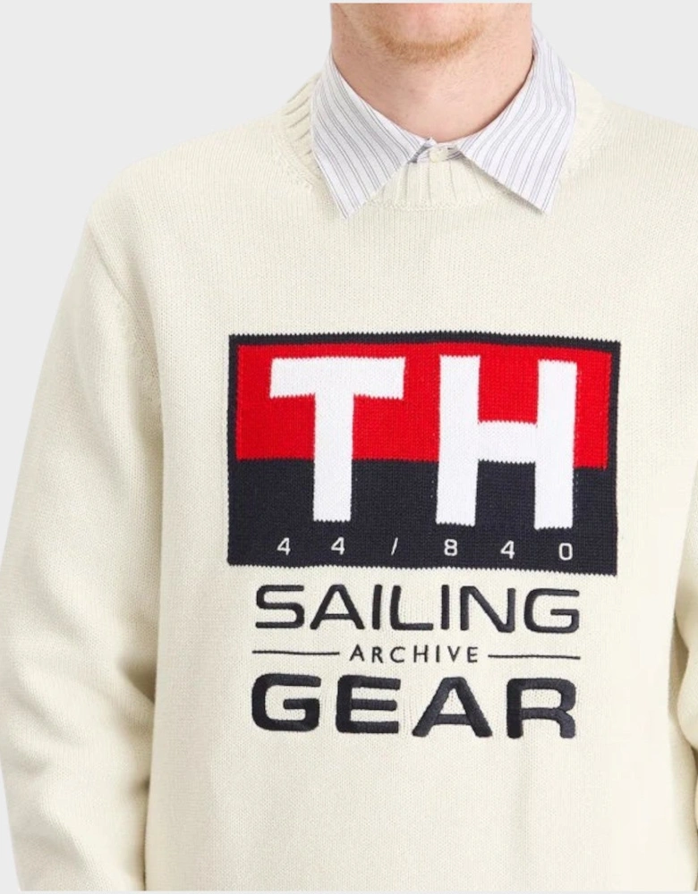 Gi Sailing Crewneck Knit Sweater White
