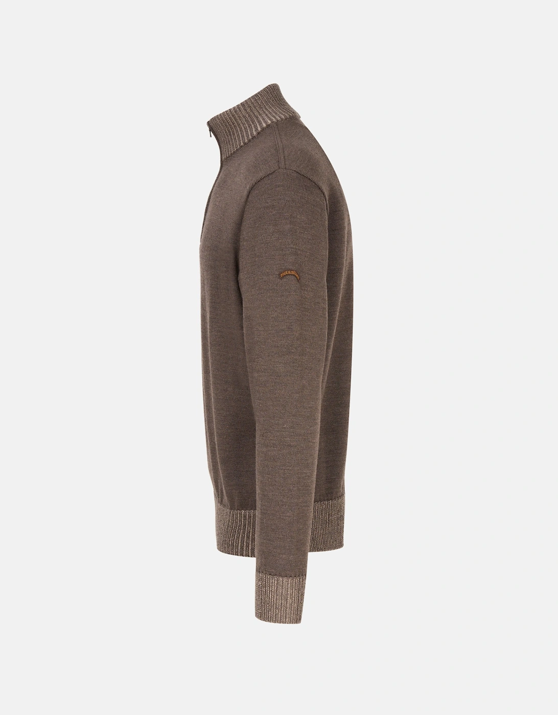 Moon Badge Soft Touch 1/4 Zip Sweater Brown