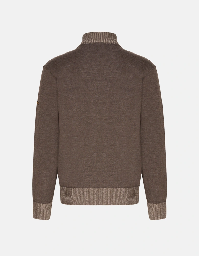 Moon Badge Soft Touch 1/4 Zip Sweater Brown