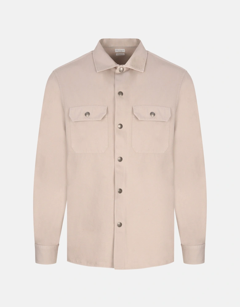 Cotton Snap Button Shirt Cream