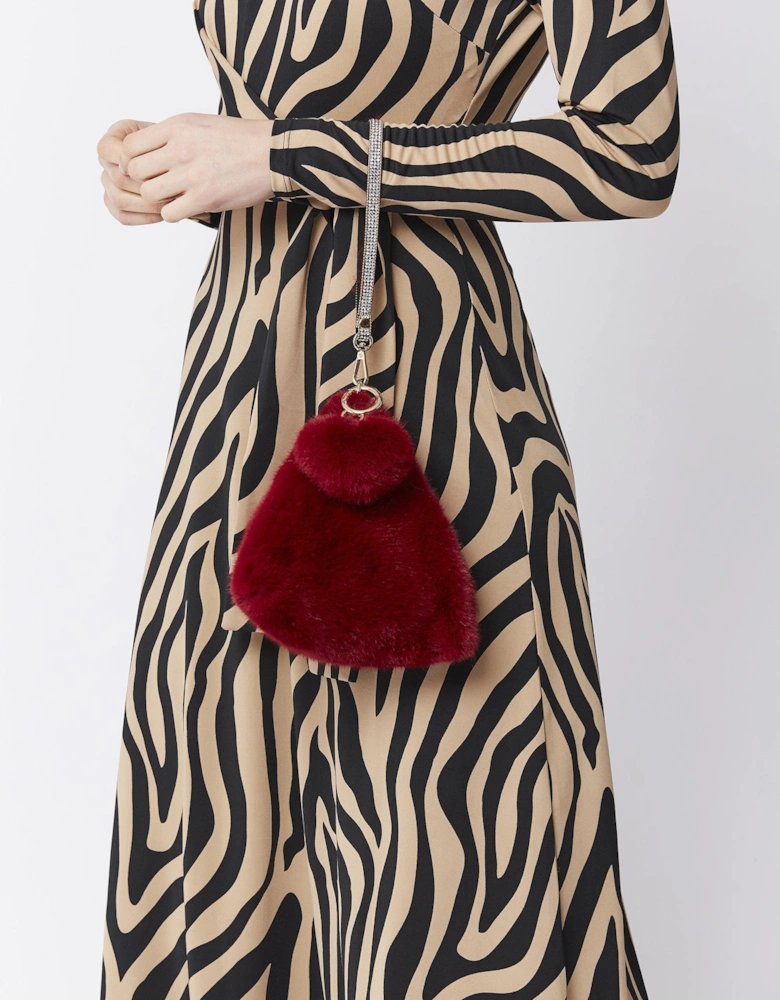 Red Pyramid Faux Fur Bag