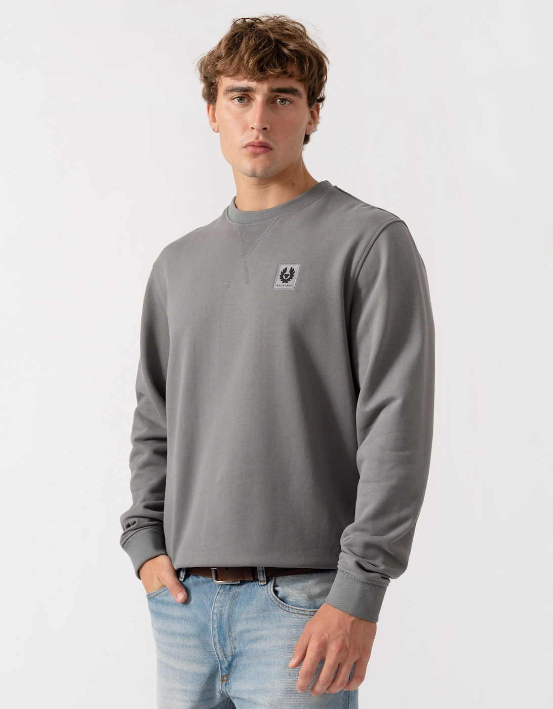 Belstaff Men's Grey Logo Sweatshirt - Atlantic - Size 42