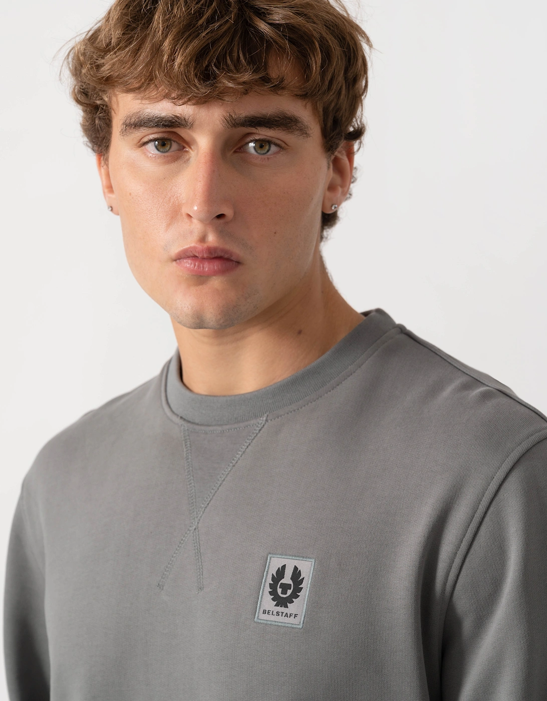 Belstaff Mens Logo Sweatshirt - Atlantic Grey