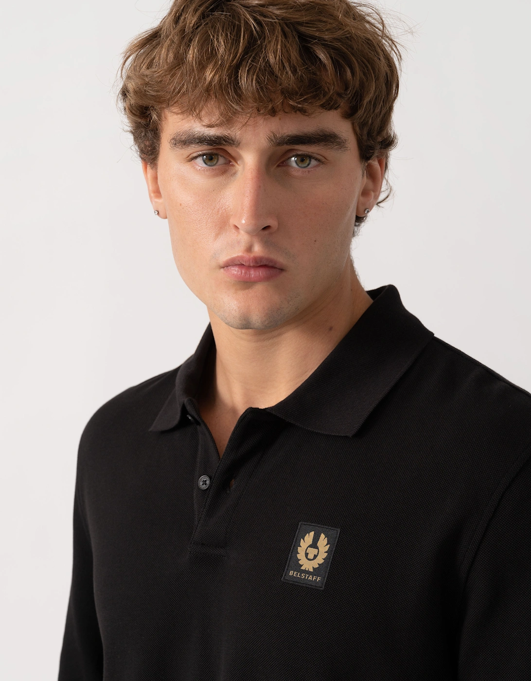 Belstaff Mens Long Sleeved Logo Polo - Black