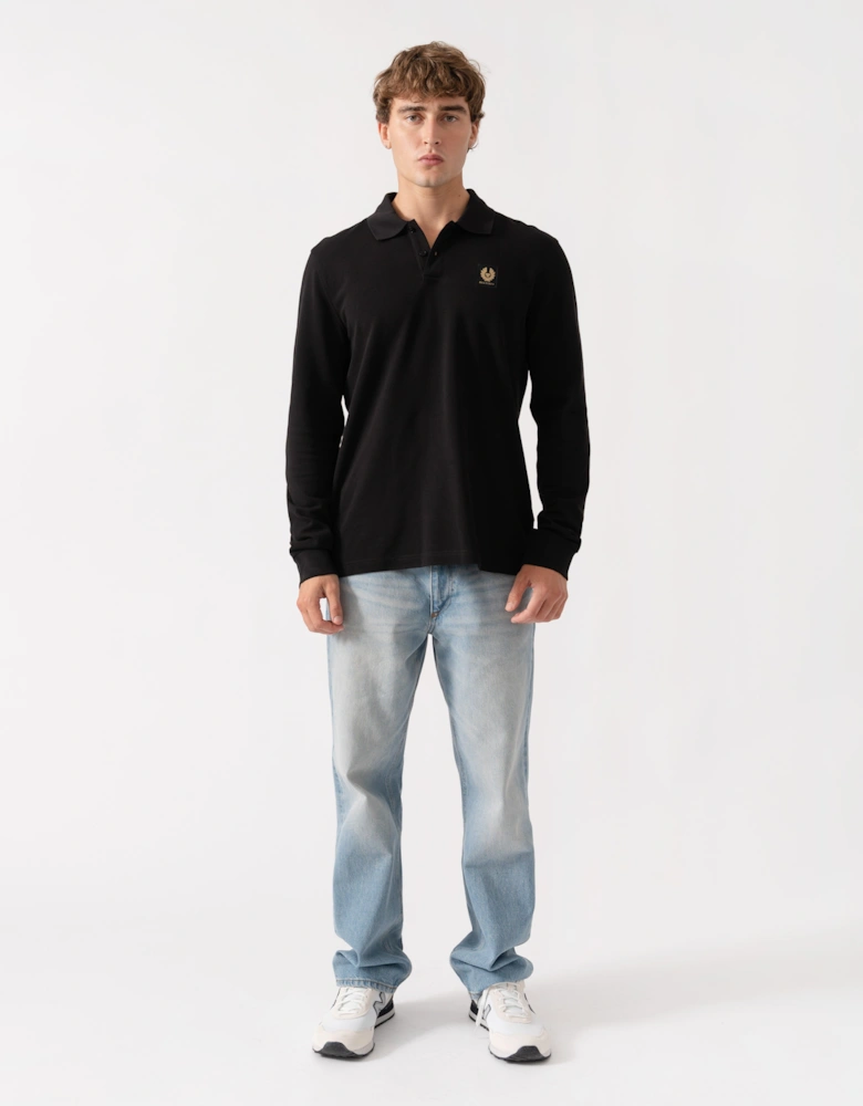 Belstaff Mens Long Sleeved Logo Polo - Black