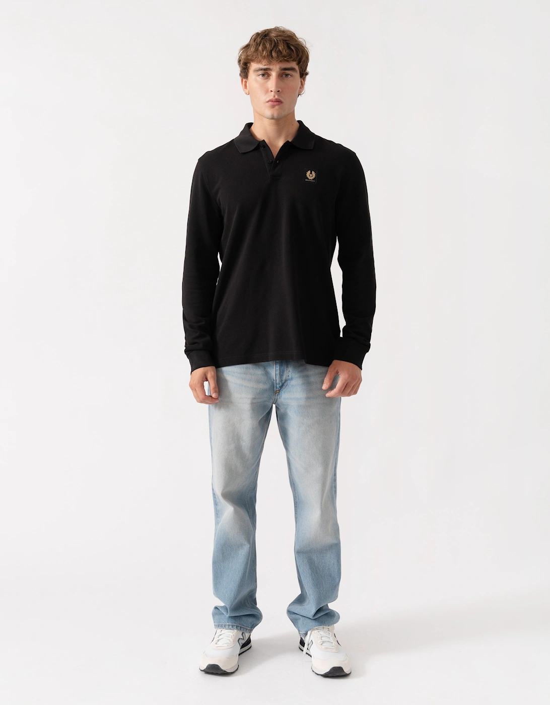 Belstaff Mens Long Sleeved Logo Polo - Black