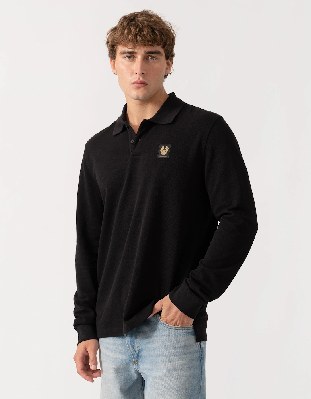 Belstaff Men's Belstaff Mens Long Sleeved Logo Polo - Black