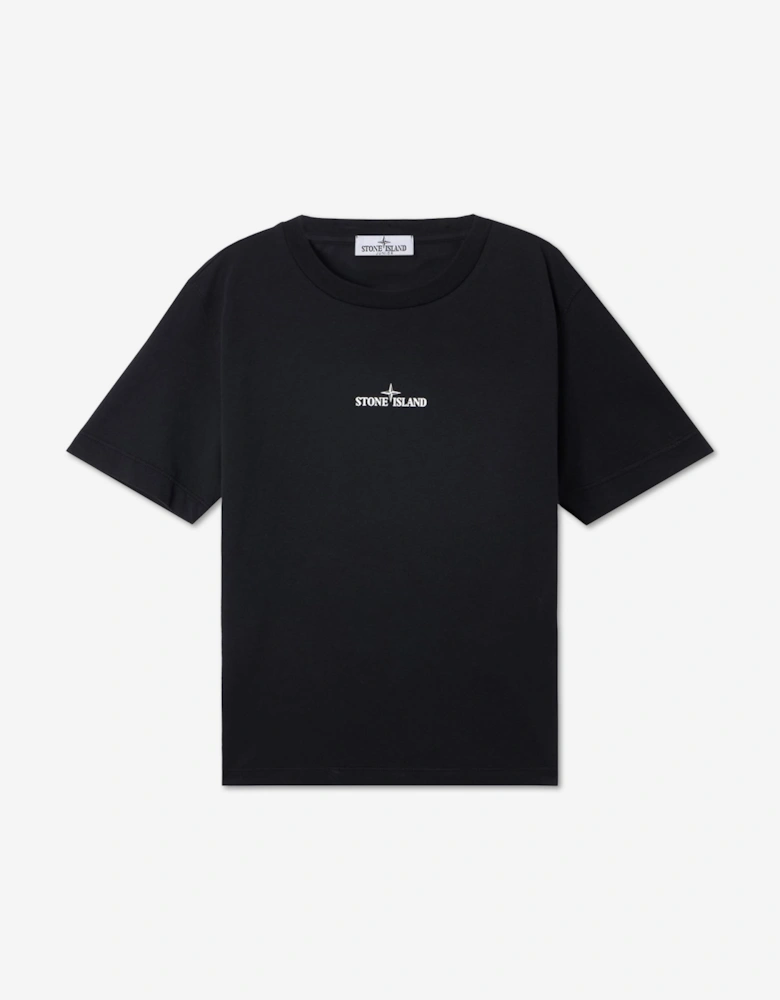 Stone Island Boys Brush Fade Camo Compass Print T-Shirt in Black