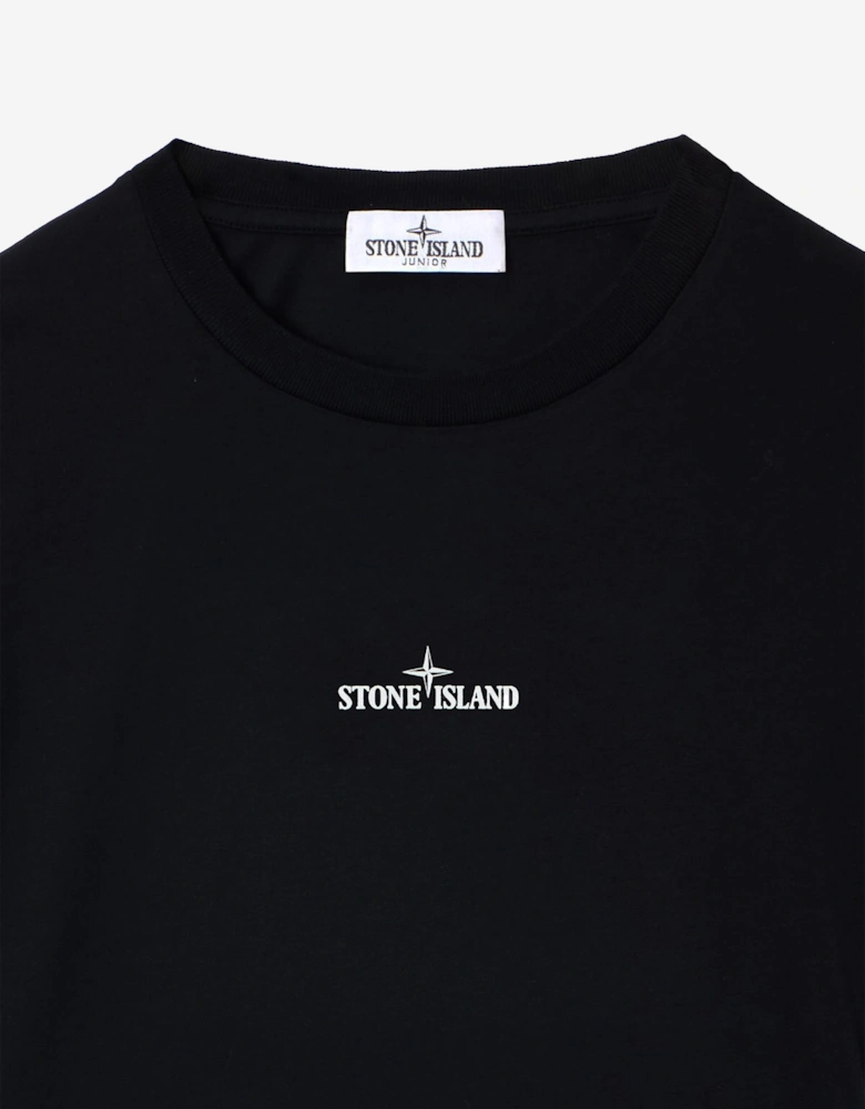 Stone Island Boys Brush Fade Camo Compass Print T-Shirt in Black