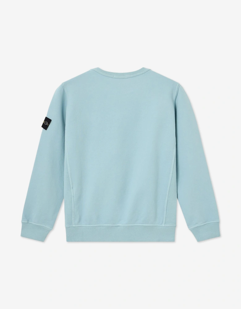 Stone Island Boys Brushed Cotton Fleece Sweatshirt in Blue