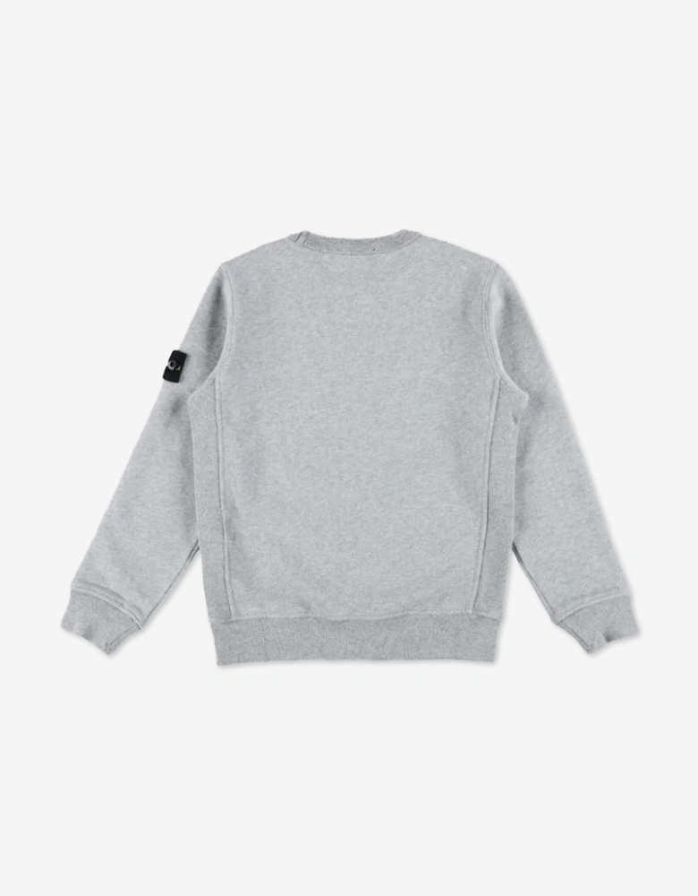 Stone Island Boys Organic Cotton Fleece Sweatshirt in Grey