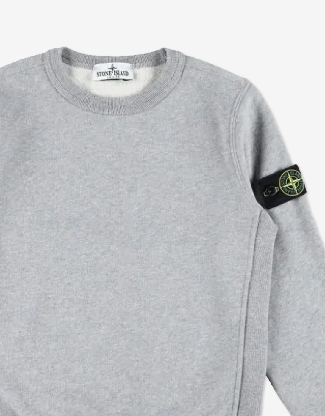 Stone Island Boys Organic Cotton Fleece Sweatshirt in Grey