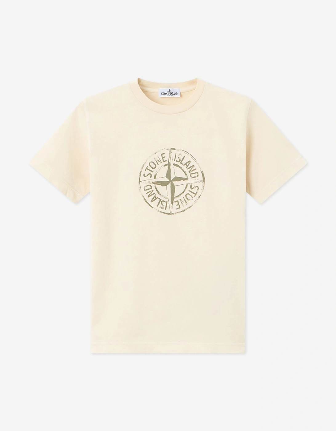 Stone Island Boys Cotton Compass Print T-Shirt in Ivory