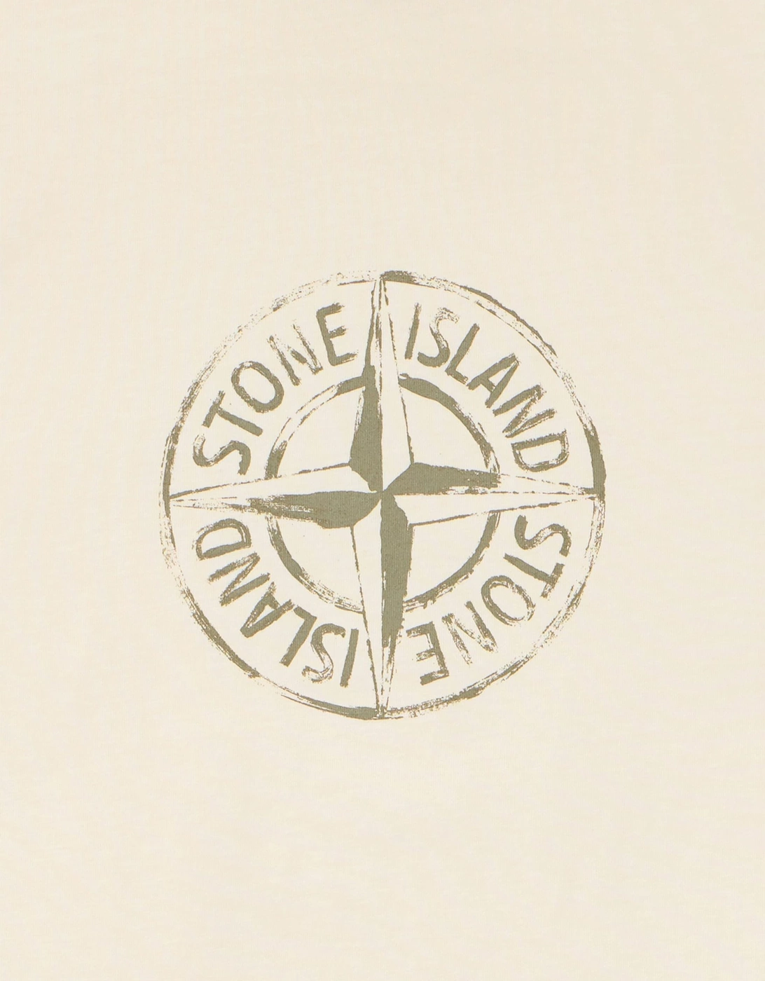 Stone Island Boys Cotton Compass Print T-Shirt in Ivory