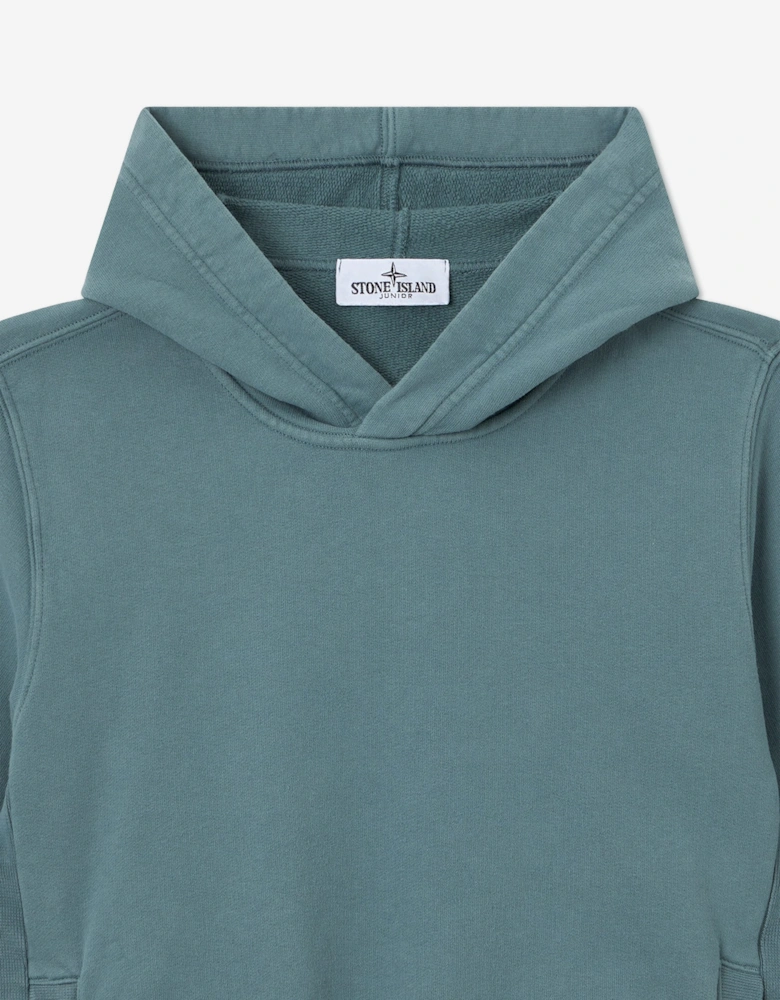 Stone Island Boys Brushed Organic Fleece Hoodie in Blue