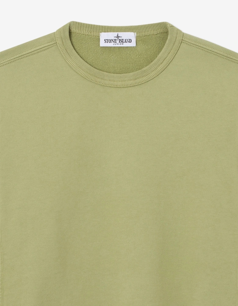 Stone Island Boys Brushed Cotton Fleece Sweatshirt in Green
