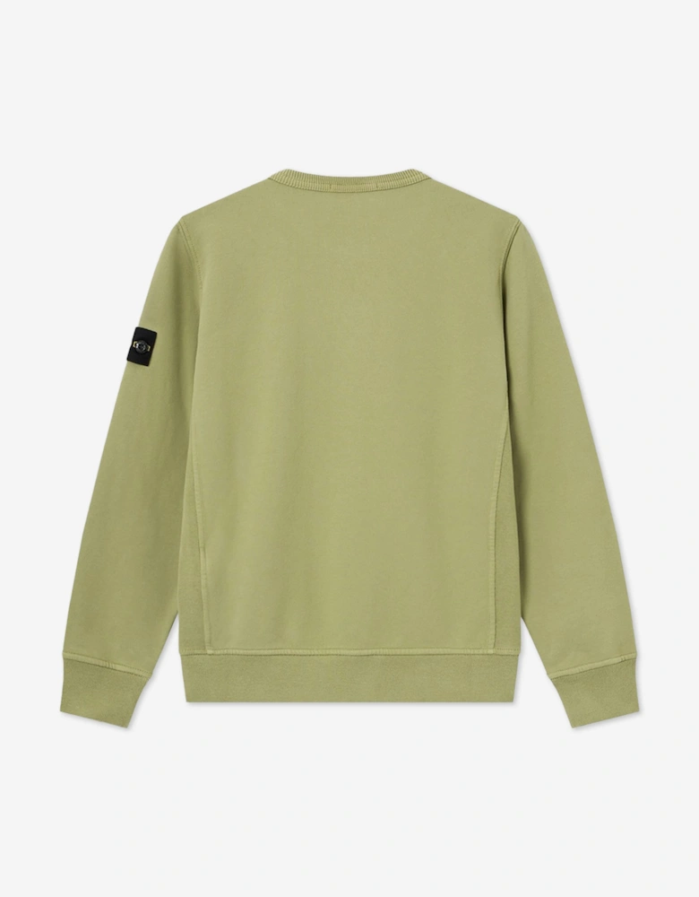 Stone Island Boys Brushed Cotton Fleece Sweatshirt in Green