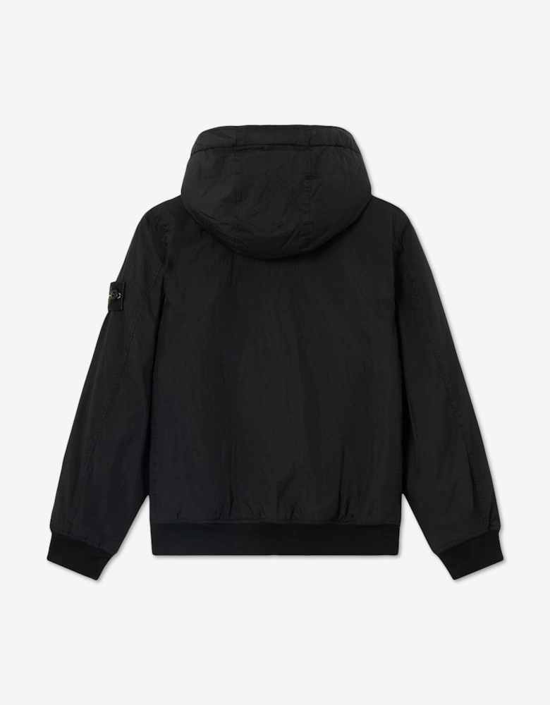 Stone Island Boys Crinkle Reps NY Hooded Jacket in Black