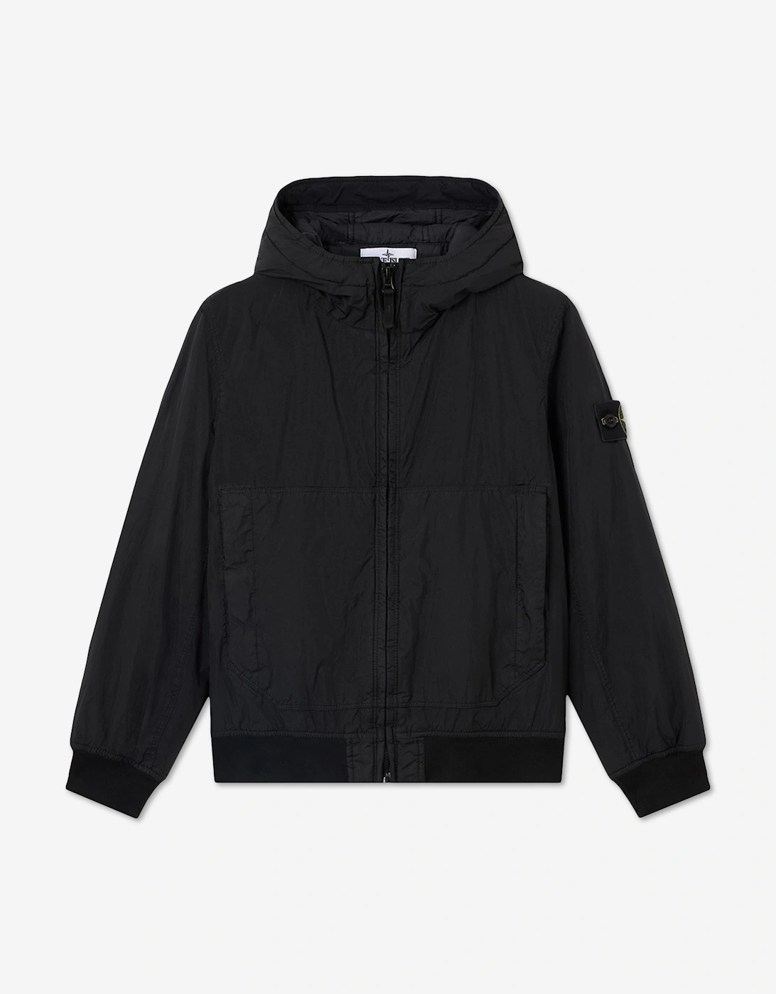 Stone Island Boys Multi Crinkle Reps Ny Hooded Jacket  Black - Size 3 Years Kids