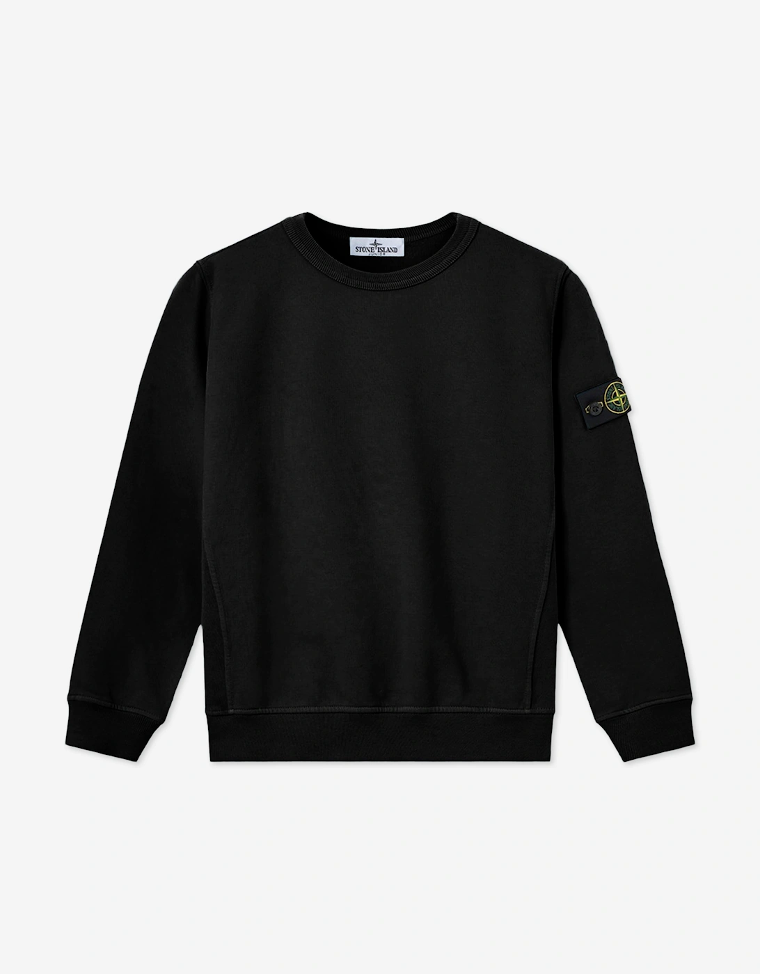 Stone Island Boys Brushed Cotton Fleece Sweatshirt in Black