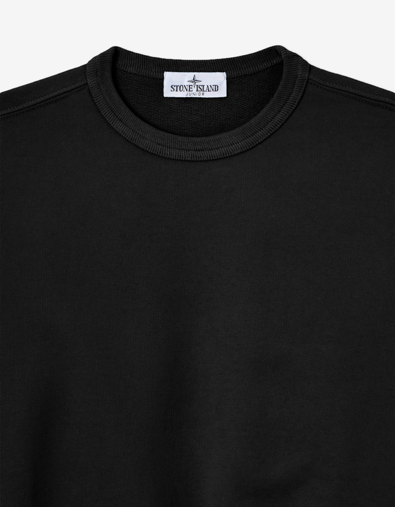Stone Island Boys Brushed Cotton Fleece Sweatshirt in Black