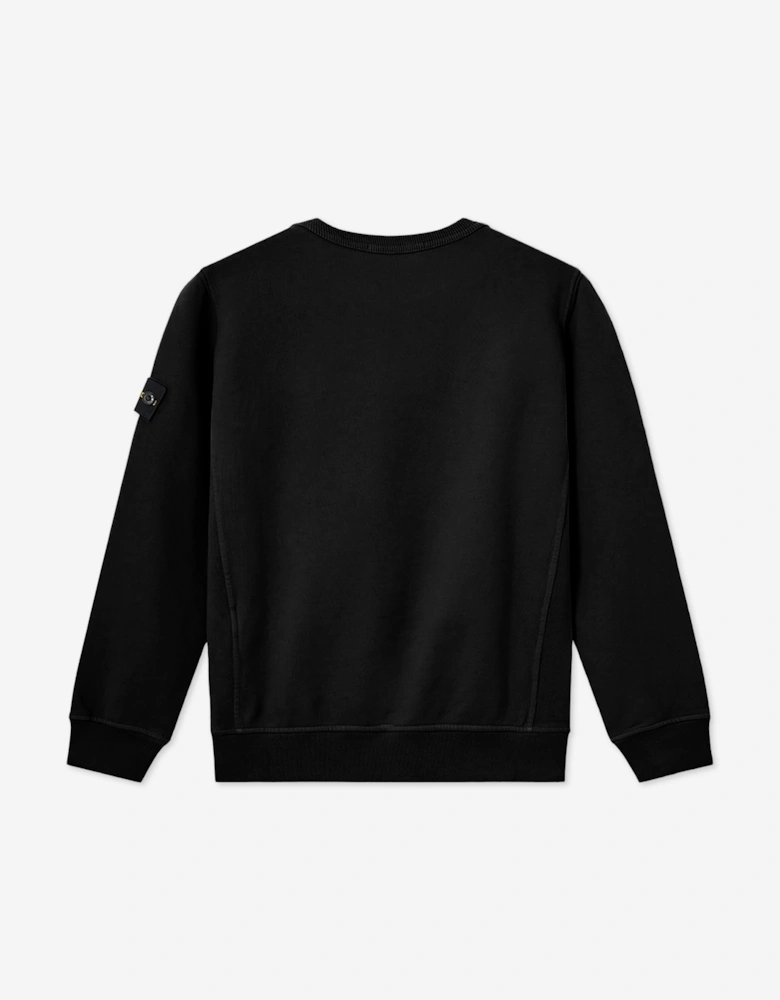 Stone Island Boys Brushed Cotton Fleece Sweatshirt in Black