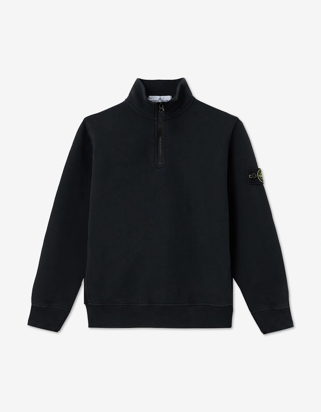Stone Island Boys Multi  Brushed Organic Fleece Half Zip Sweatshirt  Black - Size 12 Years Kids