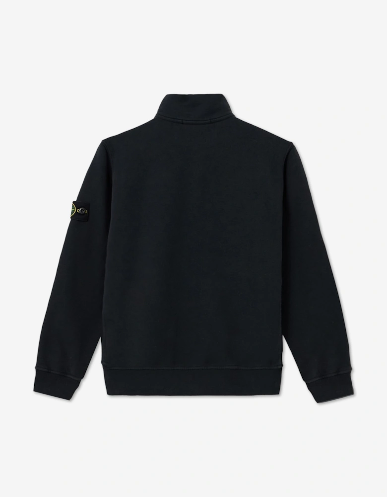 Stone Island Boys Brushed Organic Fleece Half Zip Sweatshirt in Black