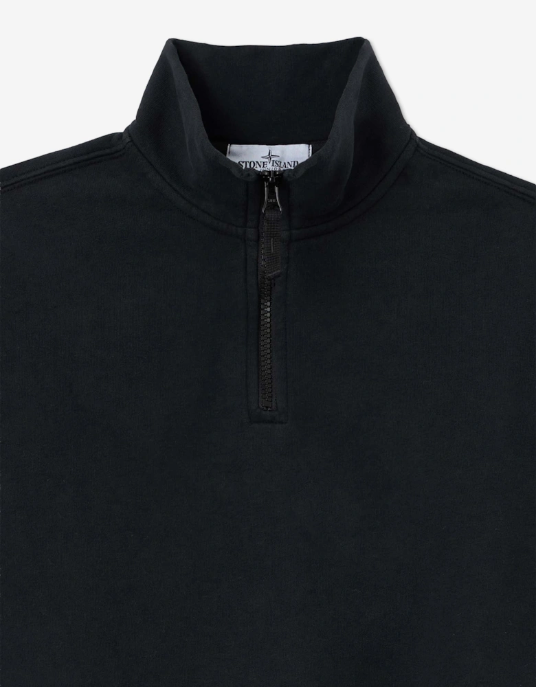 Stone Island Boys Brushed Organic Fleece Half Zip Sweatshirt in Black