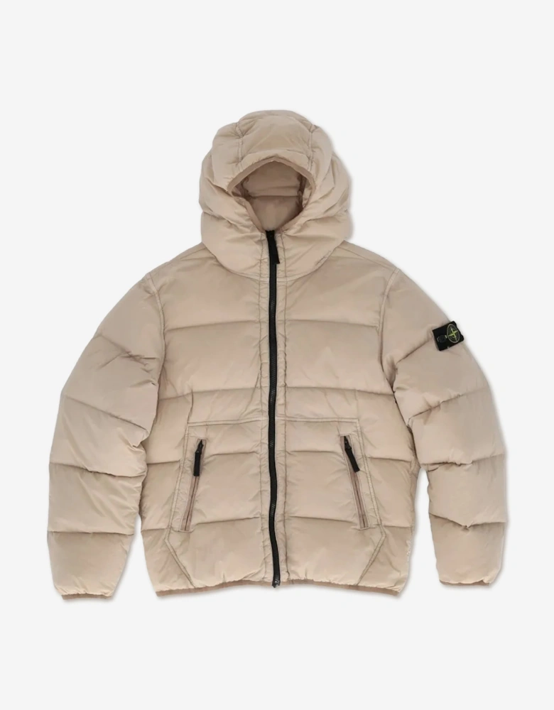 Stone Island Boys Seamless Tunnel Nylon Down Puffer Jacket in Beige