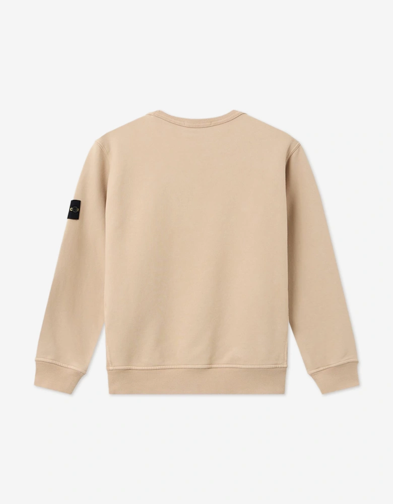 Stone Island Boys Brushed Cotton Fleece Sweatshirt in Beige