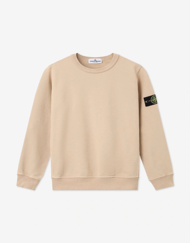 Stone Island Boys Brushed Cotton Fleece Sweatshirt in Beige