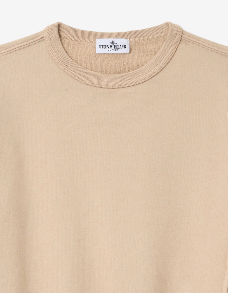 Stone Island Boys Brushed Cotton Fleece Sweatshirt in Beige