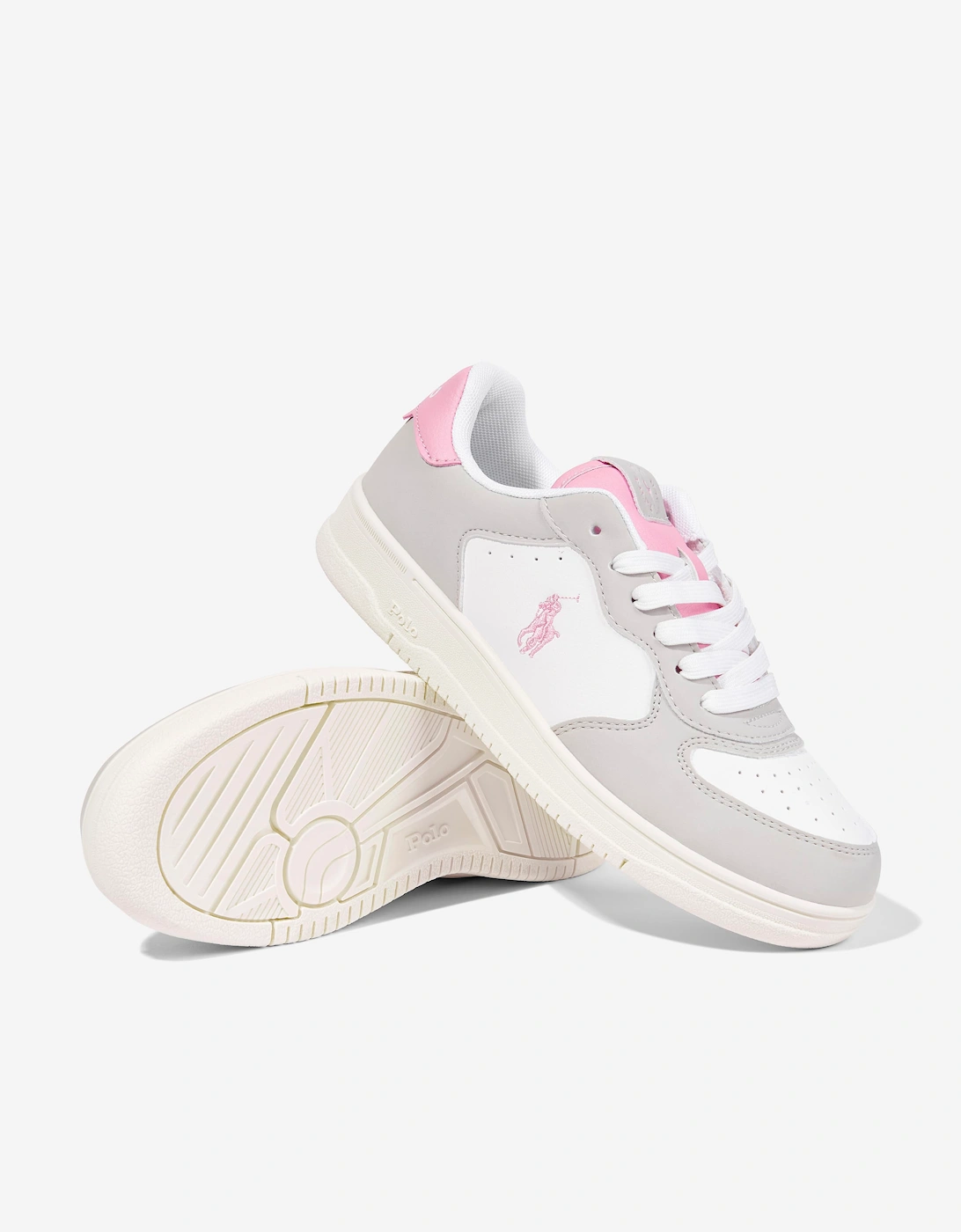 Ralph Lauren Girls Masters Court PS Trainers in Grey