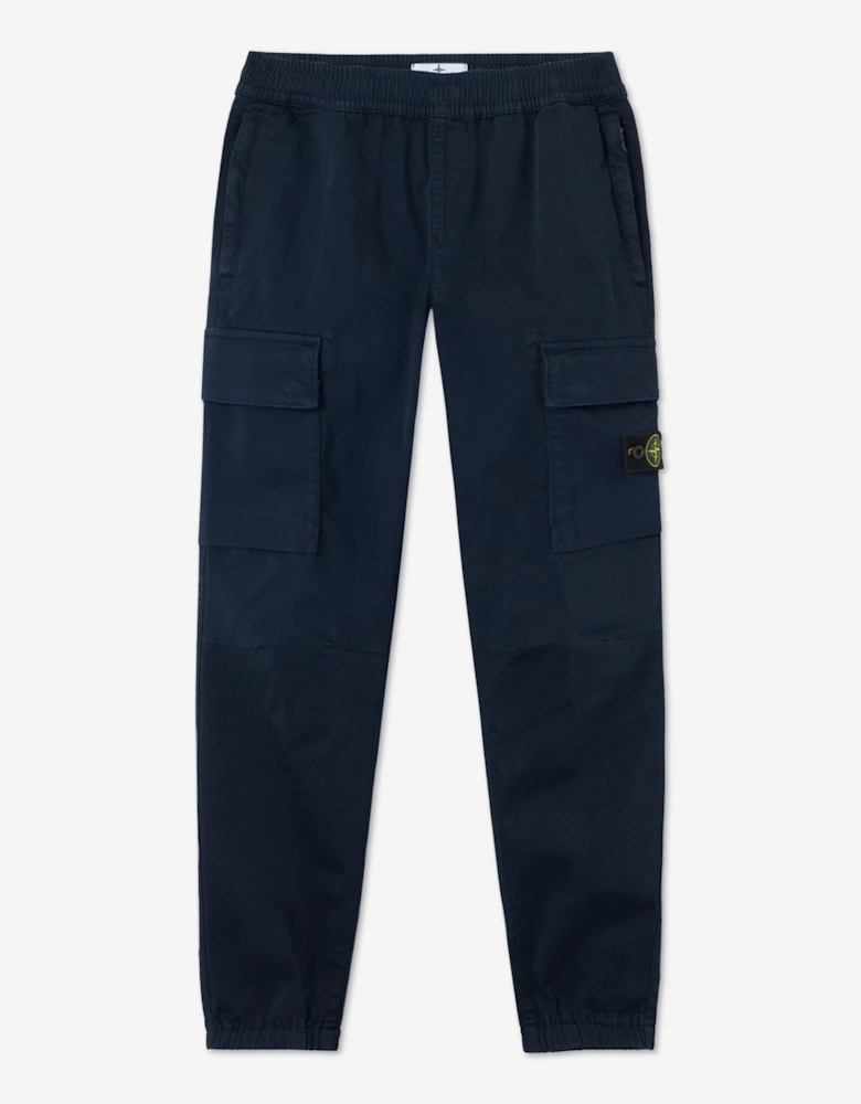 Stone Island Boys Organic Cotton Stretch Cargo Trousers in Navy