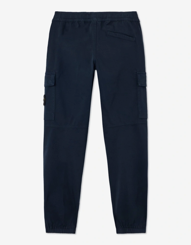 Stone Island Boys Organic Cotton Stretch Cargo Trousers in Navy