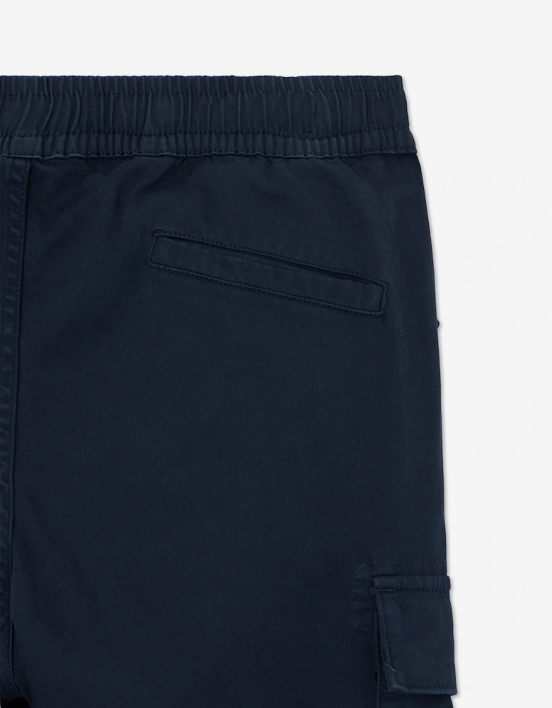 Stone Island Boys Organic Cotton Stretch Cargo Trousers in Navy
