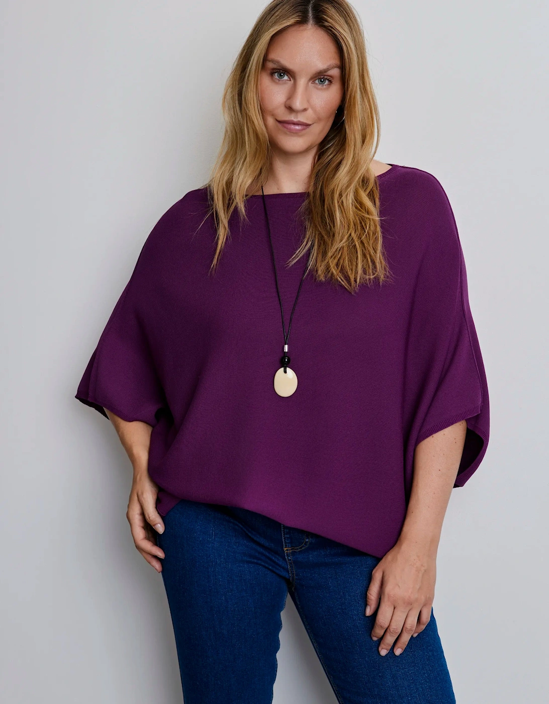 Plum Batwing Knitted Jumper