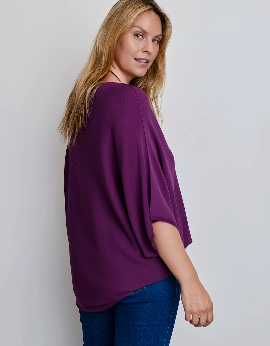 Plum Batwing Knitted Jumper