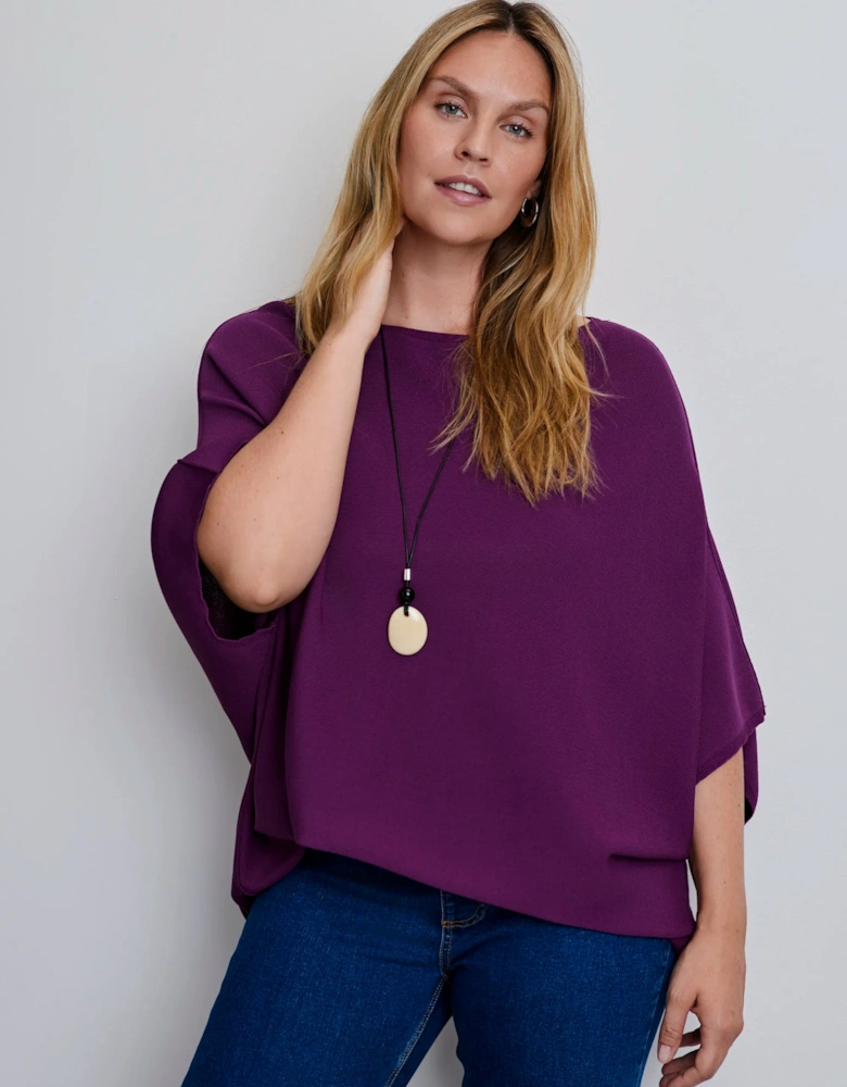 Plum Batwing Knitted Jumper