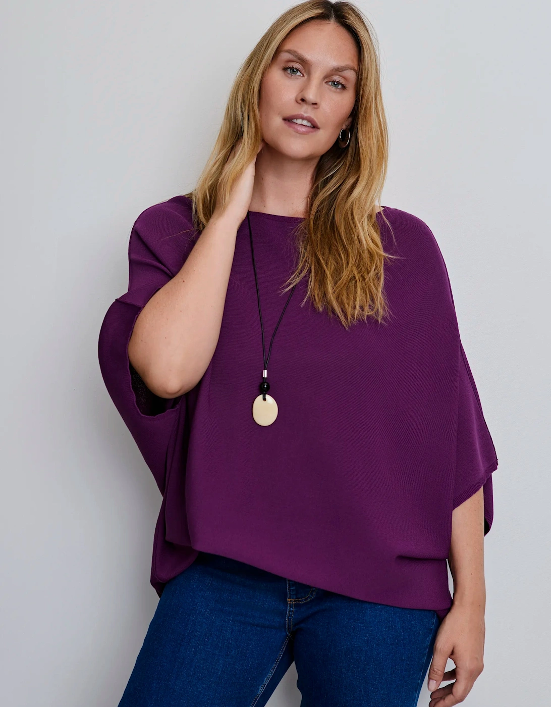 Plum Batwing Knitted Jumper