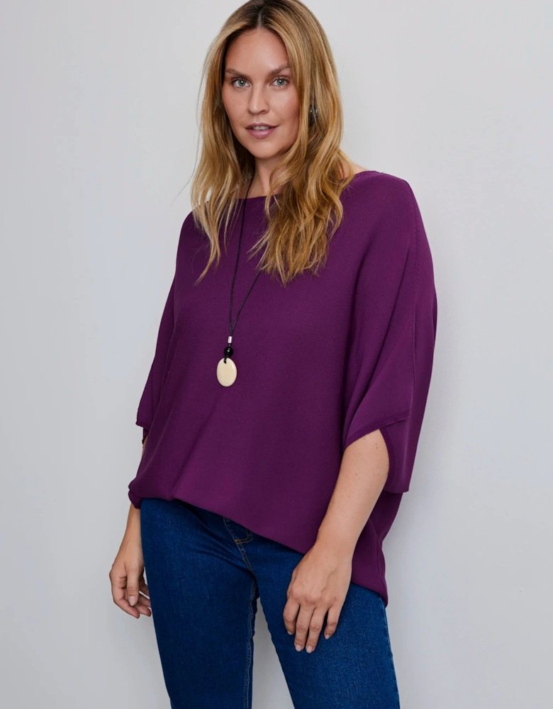 Plum Batwing Knitted Jumper